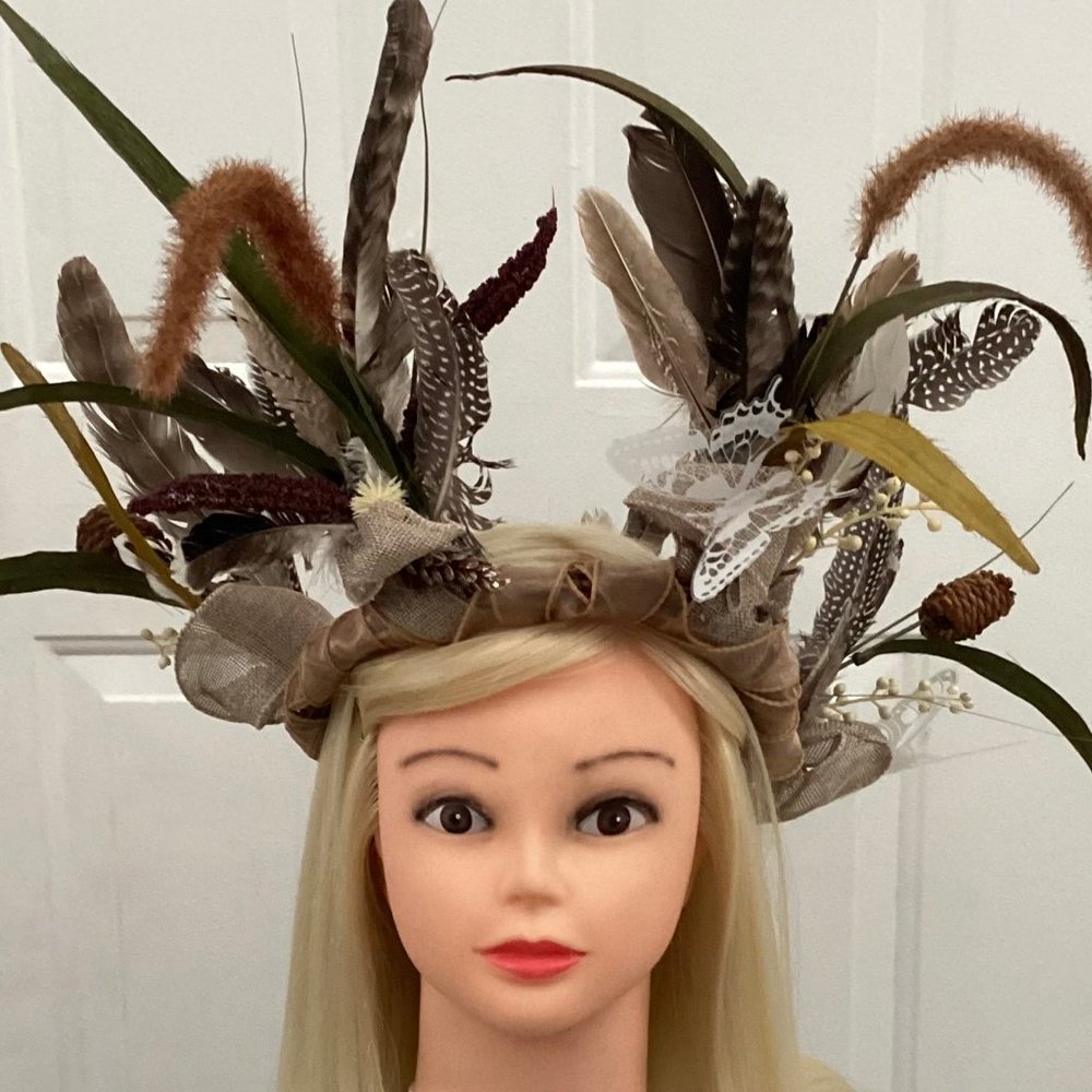 Wreath, Headpiece, Fascinator OS Shades of brown